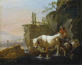 Johann Heinrich Roos - Herdsmen Driving Cattle through a Ford.webp