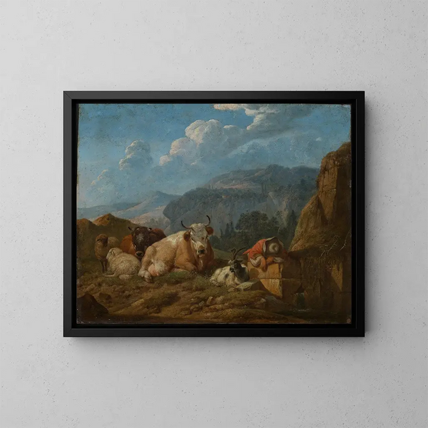 pejzaż górski włoski - Johann Heinrich Roos — oprawiony obraz na ścianie