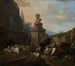 Bergère et troupeau près d'une fontaine romaine - Johann Heinrich Roos — widok dzieła