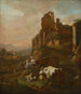 Bergère et troupeau devant des ruines antiques - Johann Heinrich Roos — widok dzieła