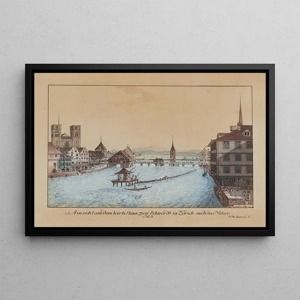 Johann Jakob Aschmann - Aussicht aus dem Wirts Haus zum Schwerdt in Zrich nach der Natur.webp