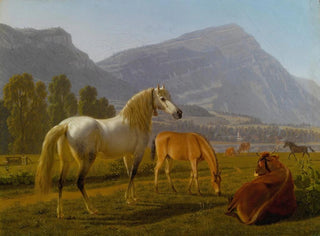 Johann Jakob Biedermann - Alpine Landscape With Horses.webp