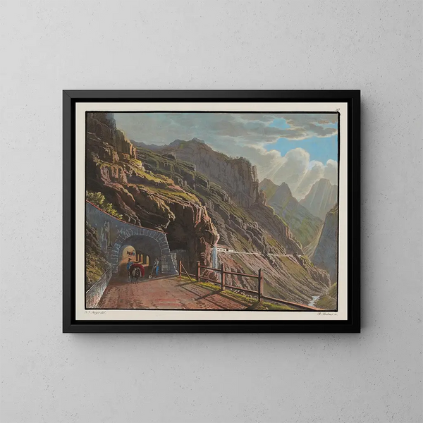 Galerii przy Rio di Peder pod schroniskiem Spondalunga jadąc do Bormio - Johann Jakob Meyer — oprawiony obraz na ścianie