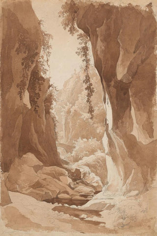 Johann Joachim Faber - Cliffs Overhanging a River Gorge near Sorrento recto.webp