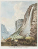 Spadająca woda zwana Staubbach w Dolinie Lauterbrunnen - Johann Ludwig Aberli — widok dzieła