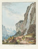 spadającej wody zwanej Staubbach w Dolinie Lauterbrunnen - Johann Ludwig Aberli — widok dzieła