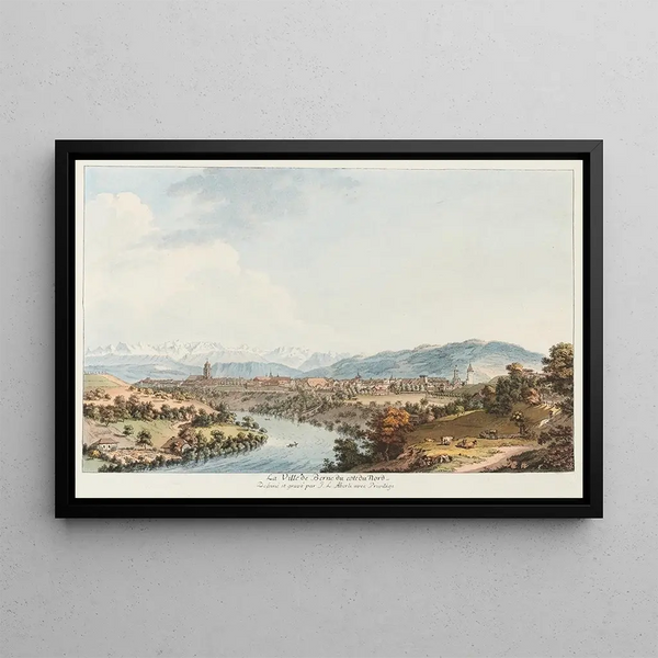 Miasto Bern od strony północnej - Johann Ludwig Aberli — oprawiony obraz na ścianie