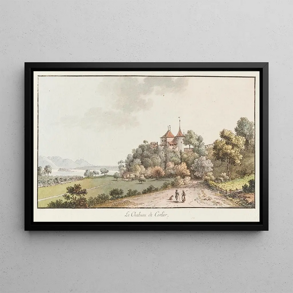 Le Château de Cerlier - Johann Ludwig Aberli — oprawiony obraz na ścianie