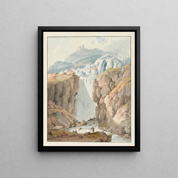 Un Glacier narysowany z natury w kraju szarych Ligues - Johann Ludwig Aberli — oprawiony obraz na ścianie