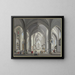 Widok z wnętrza kościoła halenkirche gotyckiego z licznymi postaciami sceny w kostiumach z XVII wieku, po lewej stronie kapłan odprawia mszę 1790 - Johann Ludwig Ernst Morgenstern — oprawiony obraz na ścianie