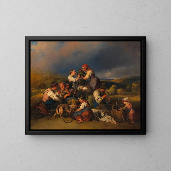 Żniwa kosiarzy - Johann Matthias Ranftl — oprawiony obraz na ścianie