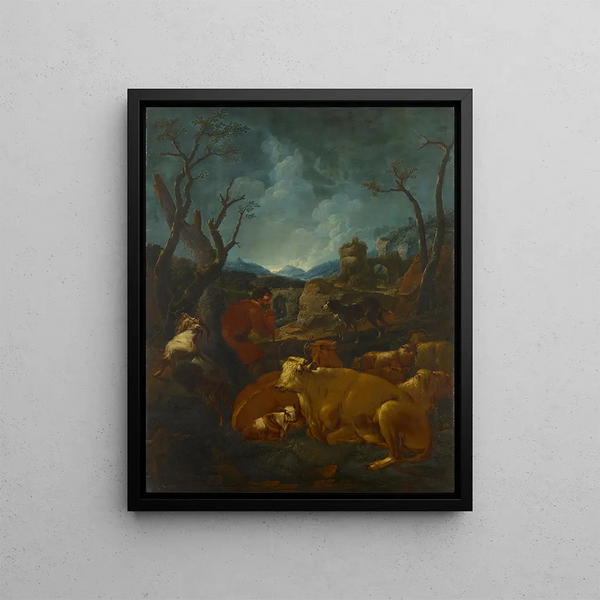 Johann Melchior Roos - Shepherd and Flock in a Rocky Valley.webp