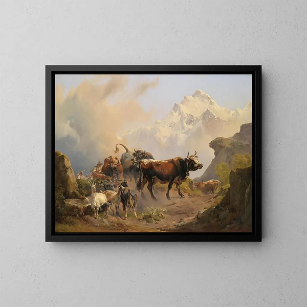 La transhumance - Johann Nepomuk Rauch — oprawiony obraz na ścianie