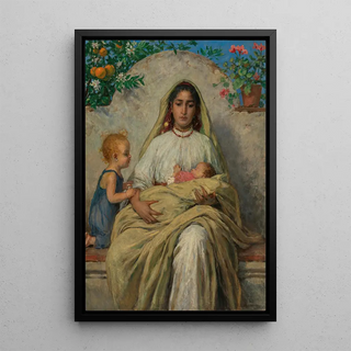 Johann Victor Krmer - A Mother with Children on Southern Veranda.webp