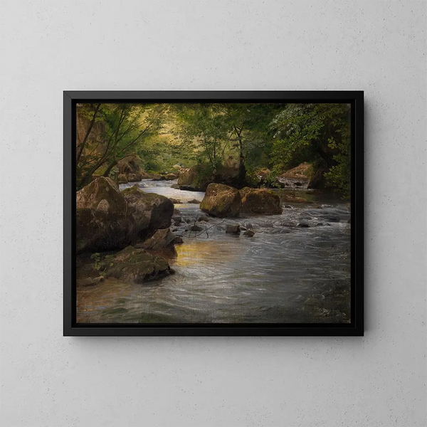 Ruisseau de montagne avec peintre assis - Johann Wilhelm Schirmer — oprawiony obraz na ścianie