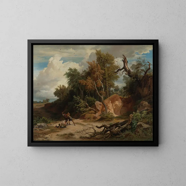 Le midi, l'attaque du voyageur - Johann Wilhelm Schirmer — oprawiony obraz na ścianie