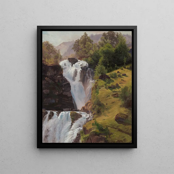 Les chutes du Reichenbach près de Meiringen - Johann Wilhelm Schirmer — oprawiony obraz na ścianie