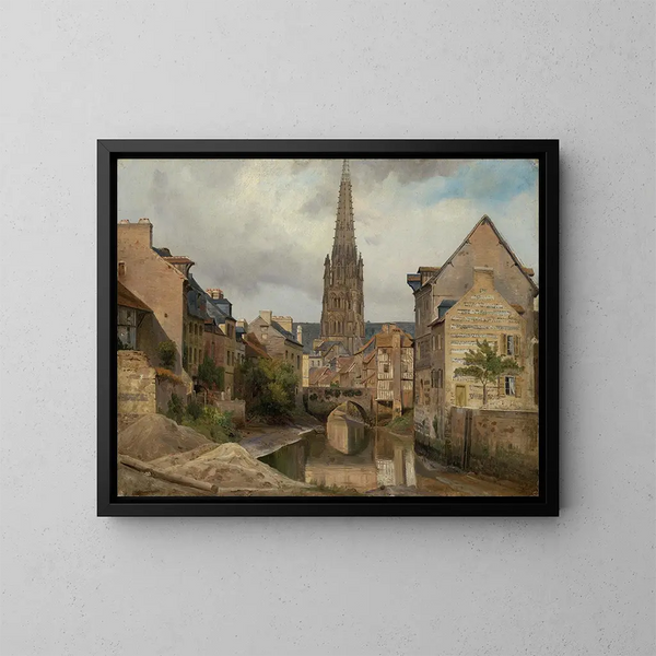 Widok na Saint-Martin w Harfleur niedaleko Le Havre - Johann Wilhelm Schirmer — oprawiony obraz na ścianie