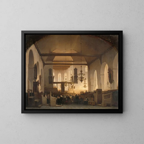 Un service à la Geertekerk d'Utrecht - Johannes Bosboom — oprawiony obraz na ścianie