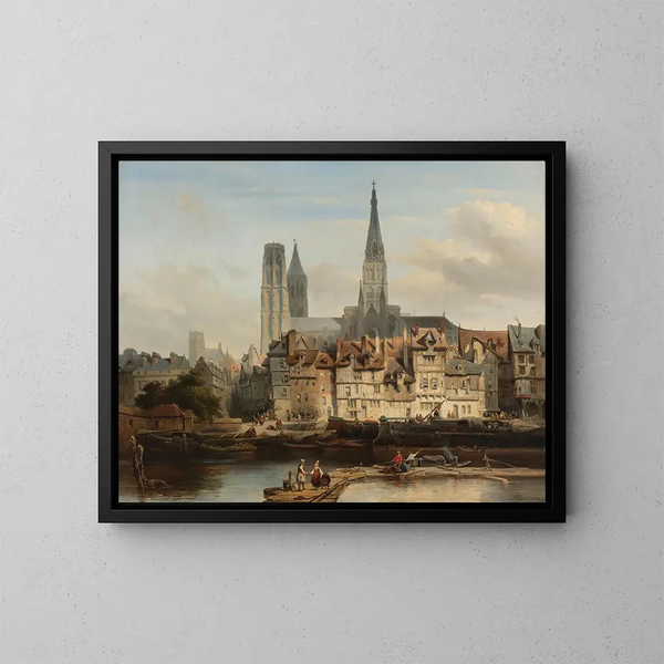 Le quai de Paris à Rouen - Johannes Bosboom — oprawiony obraz na ścianie