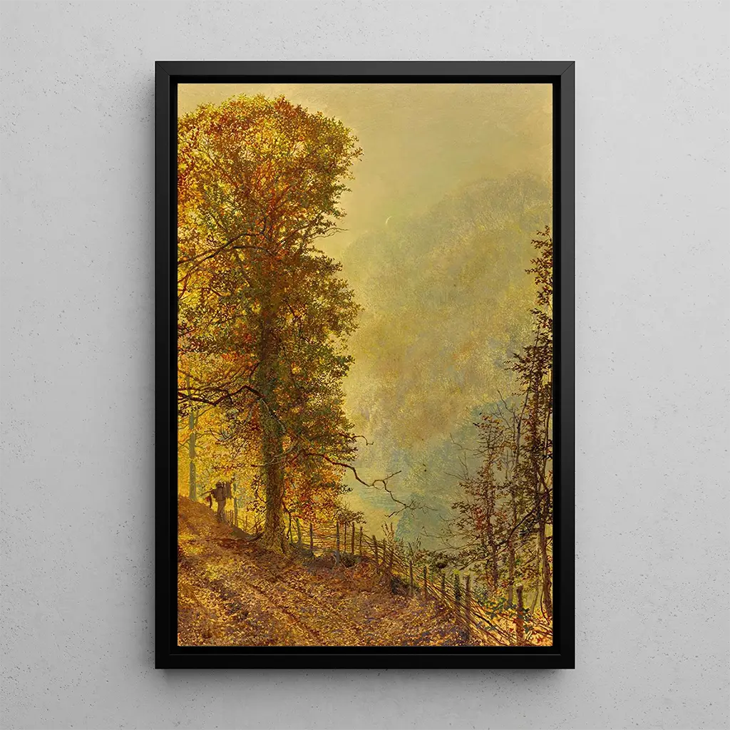 Obraz Myśliwy na drodze nad rzeką - John Atkinson Grimshaw | Druk arty ...