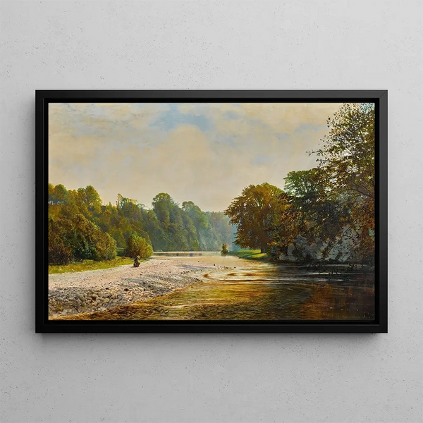 Kamienie przy strumieniu, opactwo Bolton - John Atkinson Grimshaw — oprawiony obraz na ścianie