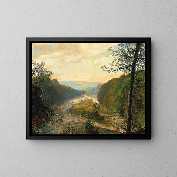 Dolina Wharfe z wieżą Barden w tle - John Atkinson Grimshaw — oprawiony obraz na ścianie