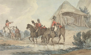 John Augustus Atkinson - Cavalrymen Passing Through a Stream Being Mustered by a Trumpeter.webp