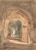 Kościoła w East Bergholt widziany od południowej łuku wieży w ruinie - John Constable — widok dzieła