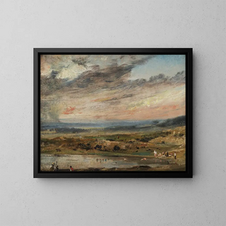 Hampstead Heath z stawem i kąpiącymi się - John Constable — oprawiony obraz na ścianie