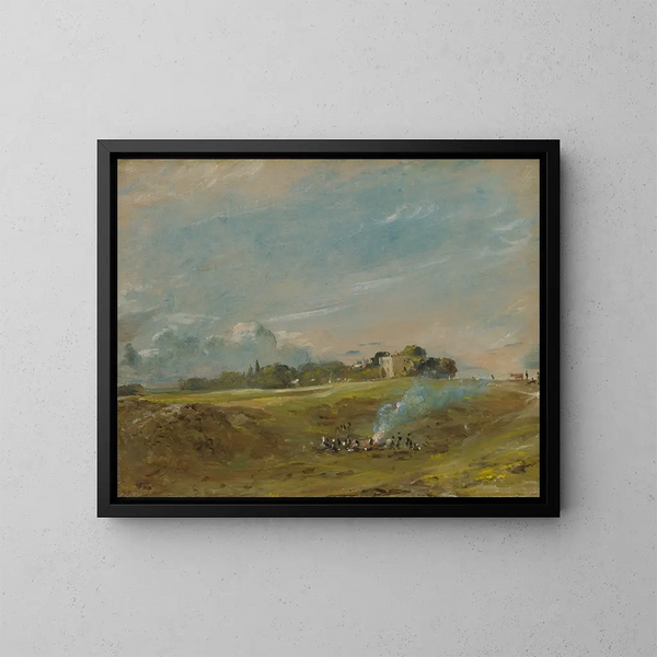 Hampstead Heath z ogniskiem - John Constable — oprawiony obraz na ścianie