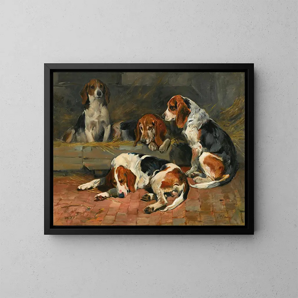 Les Beagles, pères de la meute - John Emms — oprawiony obraz na ścianie