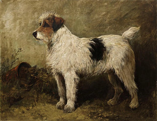 Terrier dans un jardin - John Emms — widok dzieła