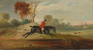 John Ferneley - Anthony Adrian 7th Earl of Kintore on Tom of Lincoln hunting in an extensive landscape.webp