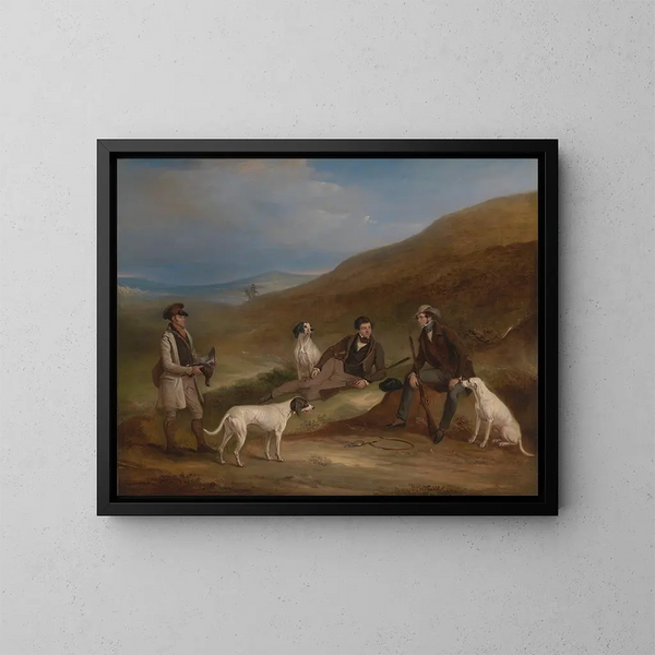 Renard i jego brat George strzelający do bażanta w Middlesmoor, Yorkshire - John Ferneley — oprawiony obraz na ścianie