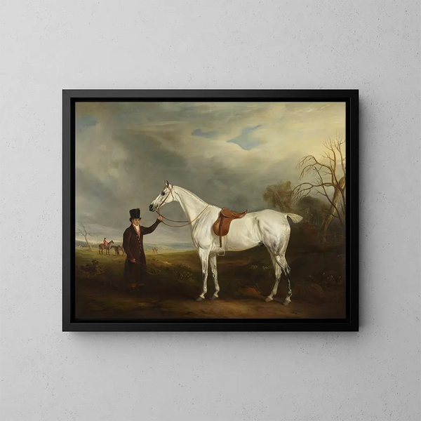 Le groom de Lord Howe avec un cheval gris - John Ferneley — oprawiony obraz na ścianie