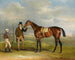 Le chœur du marquis de Cleveland, vainqueur du St Leger de 1831, tenu par son entraîneur John Smith avec le jockey John Bartham, jour à Doncaster - John Ferneley — widok dzieła