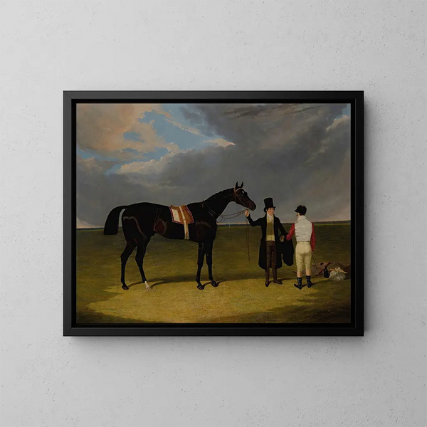Le sellier avec jockey et entraîneur à Doncaster - John Frederick Herring l'Ancien — oprawiony obraz na ścianie