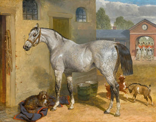 John Frederick Herring Snr - One Of The Scots Greys In A Yard With Dog And Goats.webp