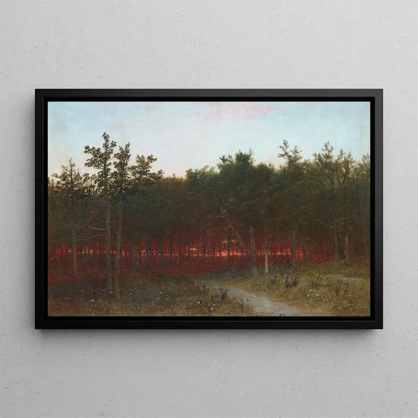 Zmierzch wśród cedrów w Darien, Connecticut - John Frederick Kensett — oprawiony obraz na ścianie