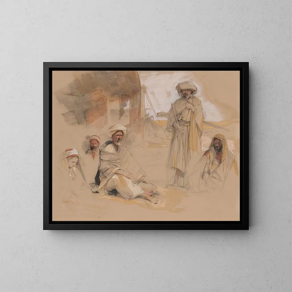 Un obozowanie beduińskie w Gebel Tor na pustyni Synaj - John Frederick Lewis — oprawiony obraz na ścianie