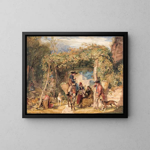 Figury i zwierzęta w winnicy - John Frederick Lewis — oprawiony obraz na ścianie