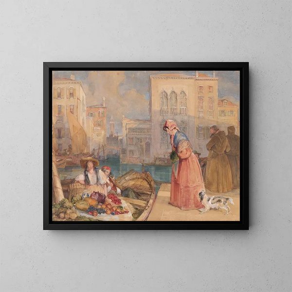 Sprzedawcy owoców na weneckim kanale - John Frederick Lewis — oprawiony obraz na ścianie