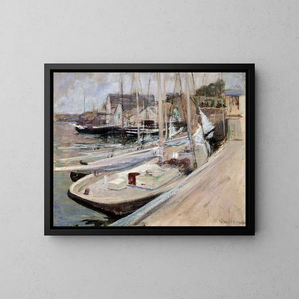 Łodzie rybackie w Gloucester - John Henry Twachtman — oprawiony obraz na ścianie