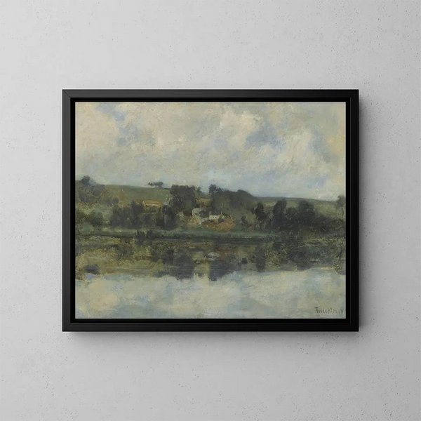 Scena rzeki we Francji - John Henry Twachtman — oprawiony obraz na ścianie