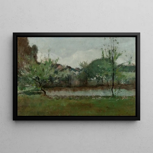 pejzaż z domkami - John Henry Twachtman — oprawiony obraz na ścianie