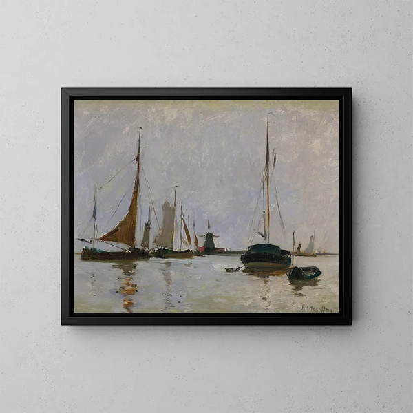 Spokojny port w Holandii - John Henry Twachtman — oprawiony obraz na ścianie