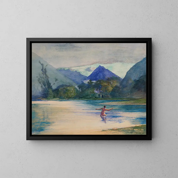 Wejście do rzeki VaiTePiha, kotwica kucharzy - John La Farge — oprawiony obraz na ścianie