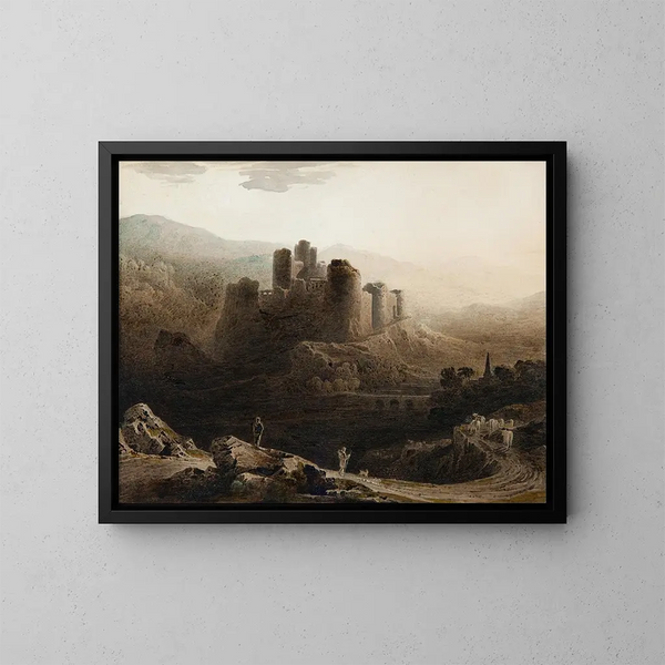 Księżyc nad zamkiem Chepstow - John Martin — oprawiony obraz na ścianie