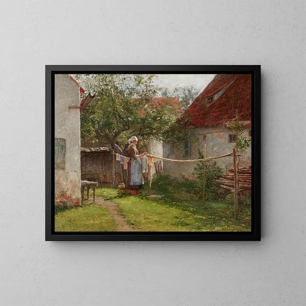 Dzień prania w Bawarii - John Ottis Adams — oprawiony obraz na ścianie